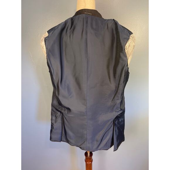 Ermenegildo Zegna Trofeo Mila Wool Suit Jacket Striped Black Blue EU 50R US 40R - Picture 5 of 7